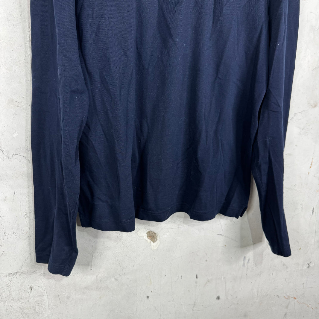 Prada Navy Badged L/S Polo