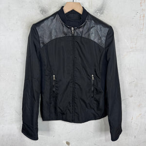 Prada Nylon Leather Trimmed Moto Jacket