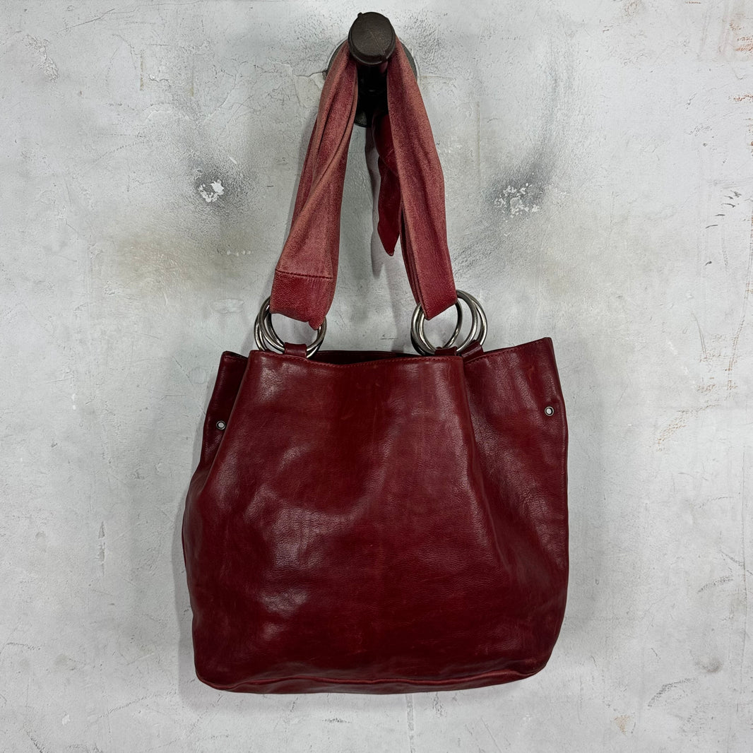 Margiela Red Leather Ring Tote Bag