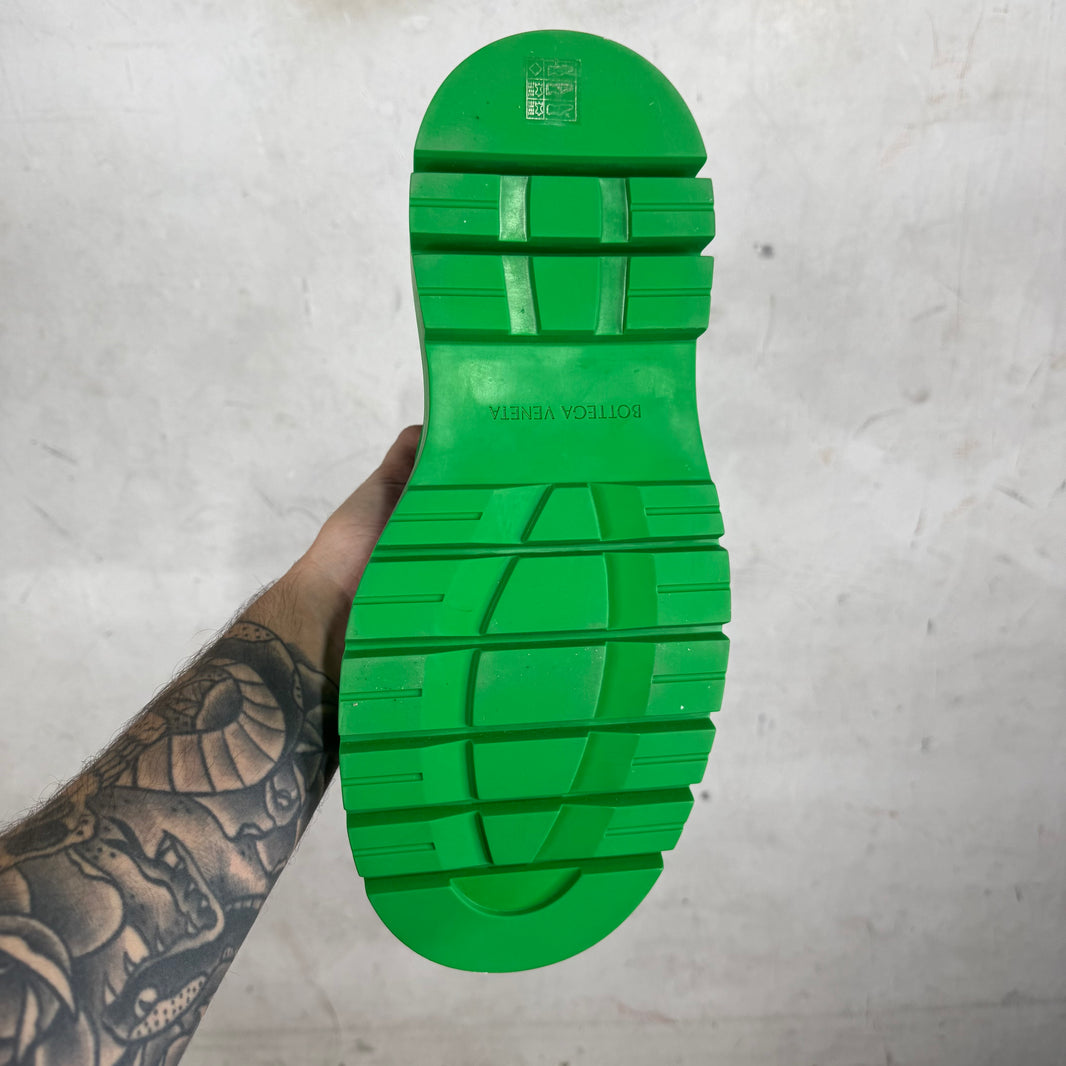 Bottega Veneta Green/Black Leather Tire Boots
