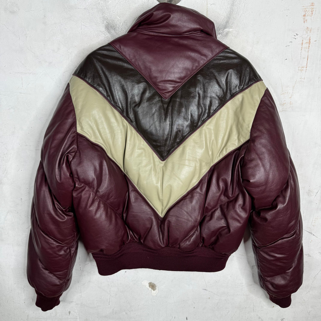 Bottega Tri Color Leather Puffer Jacket
