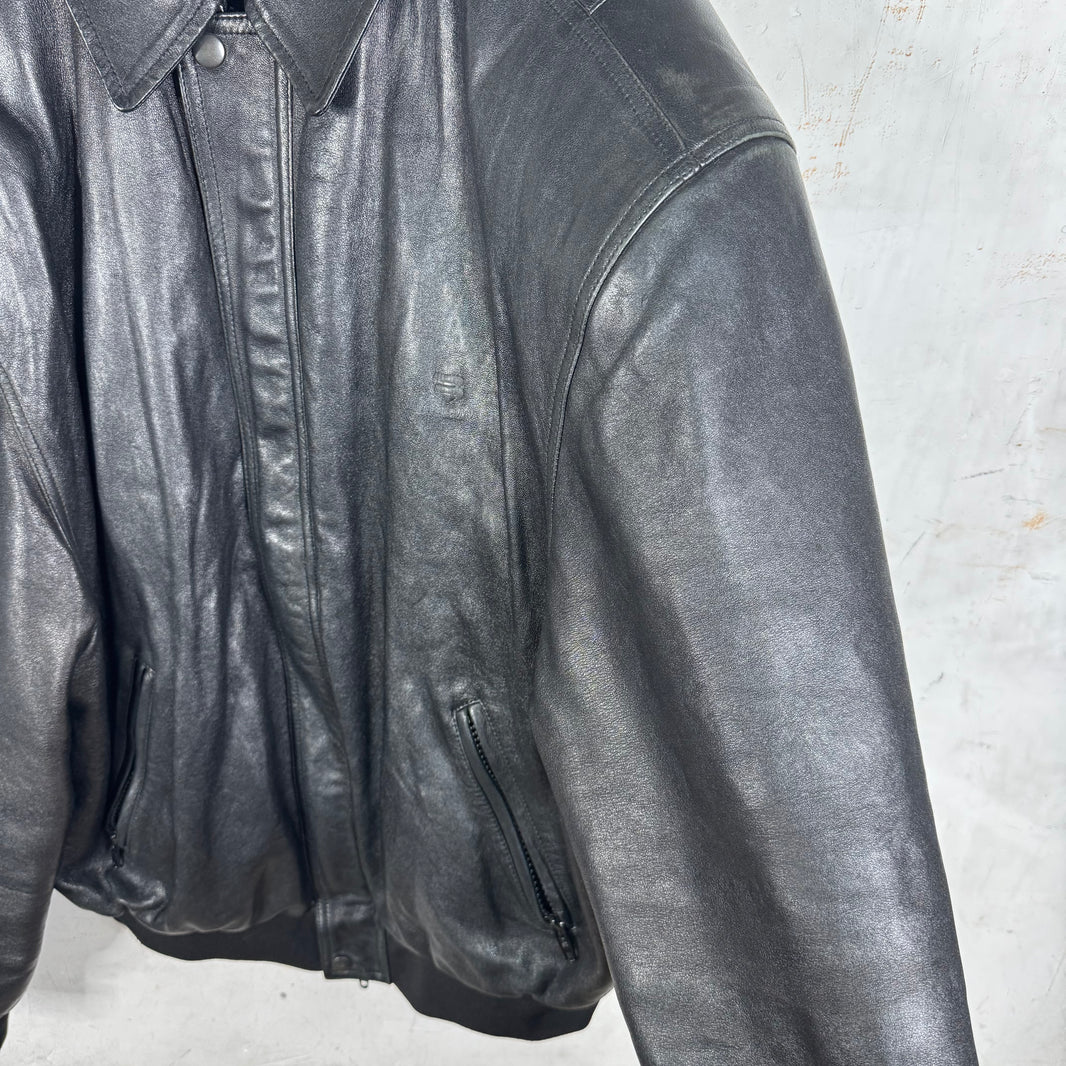 Balenciaga Leather Padded Shoulder Sporty B Bomber