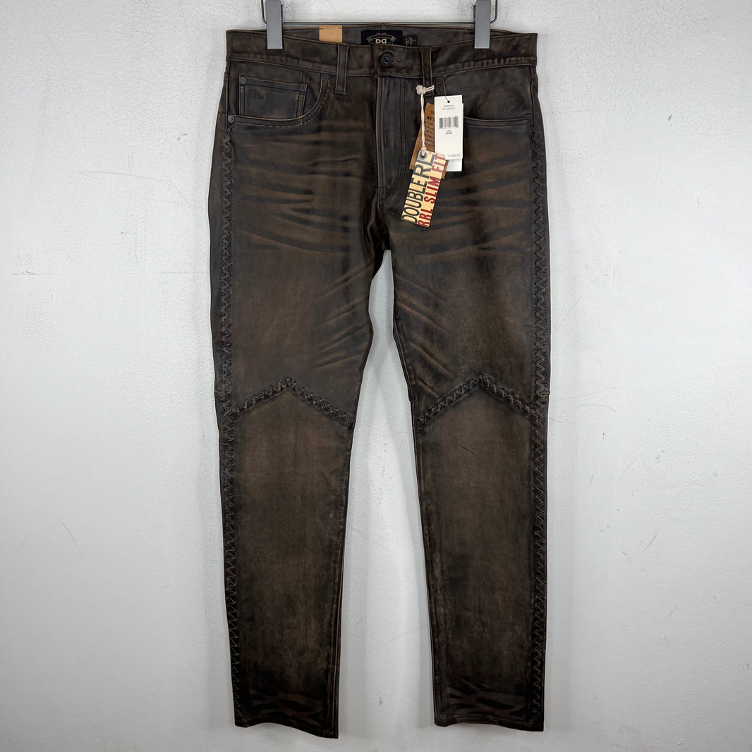 RRL Cross Stitch Leather Jeans