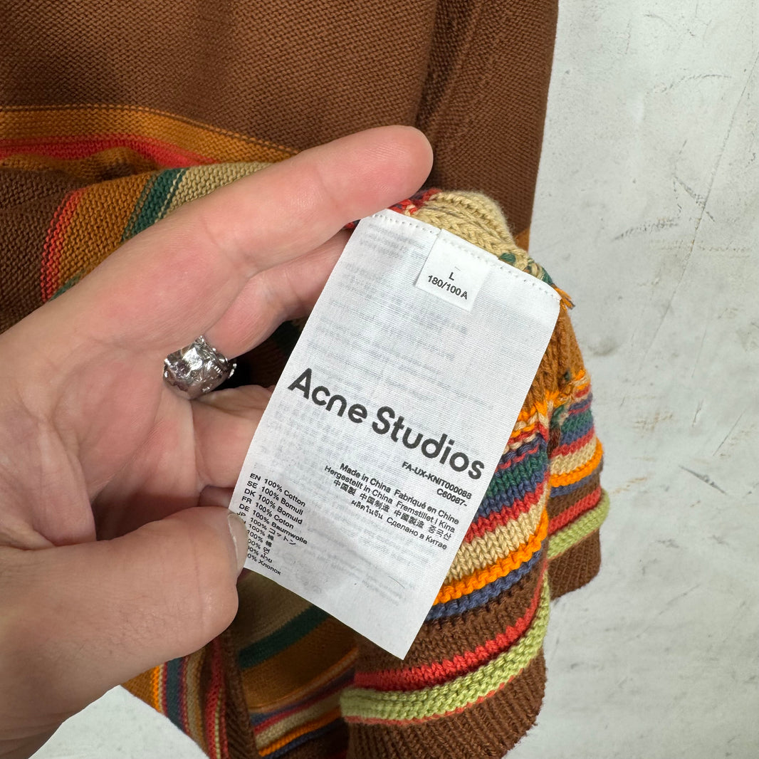Acne Studios Brown Striped Face Sweater