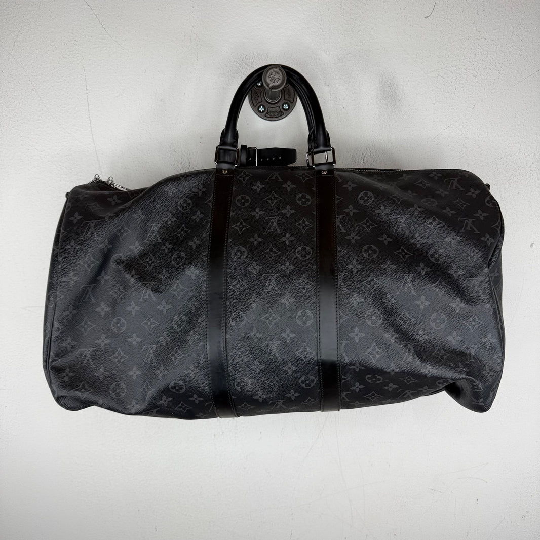 Louis Vuitton Black Monogram Keepall 55 Duffel Bag