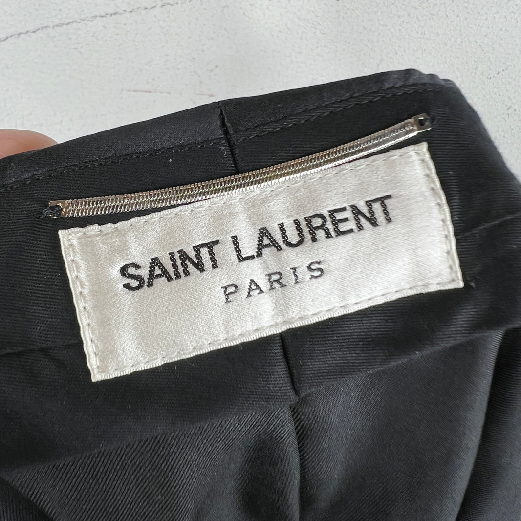 Saint Laurent Black Pleated Silk Trousers