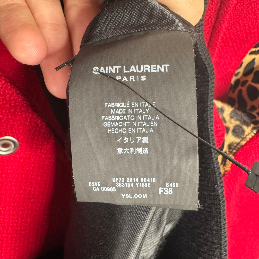 Saint Laurent Red Cheetah Varsity Jacket