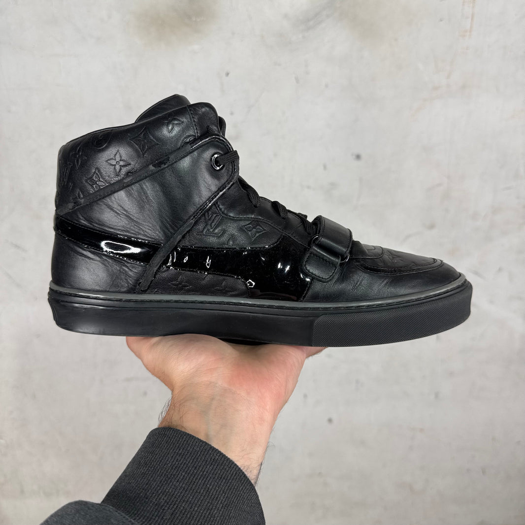 Louis Vuitton Black Straped Monogram Patent Sneakers