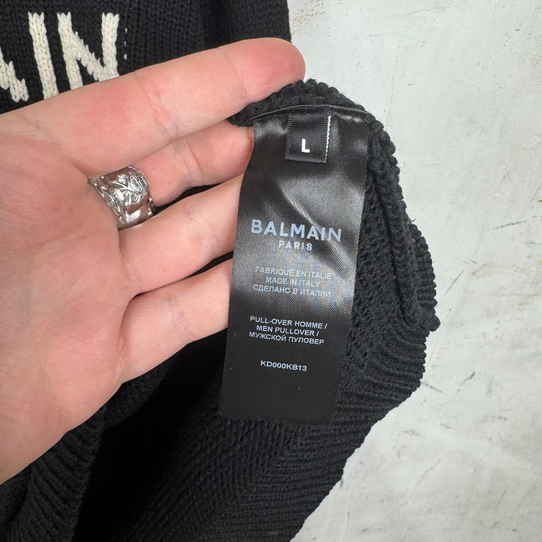 Balmain Logo Knit Sweater Black