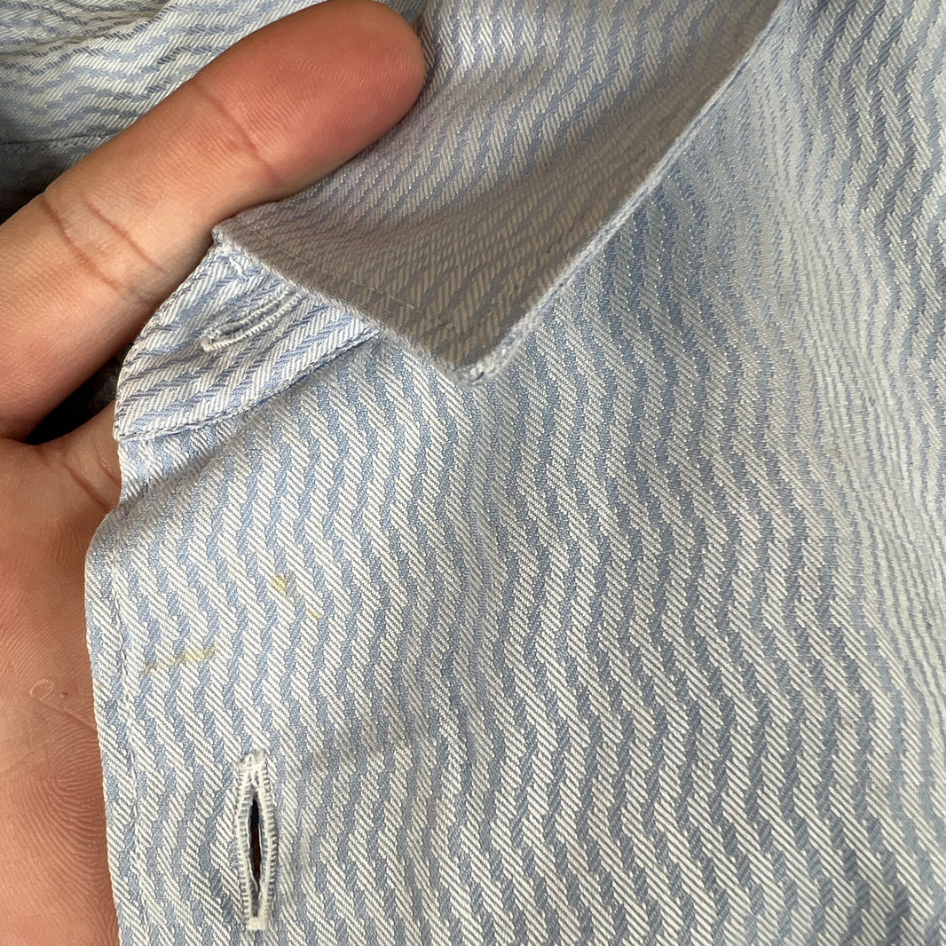 CDG Baby Blue Zigzag Pattern Button Up Shirt