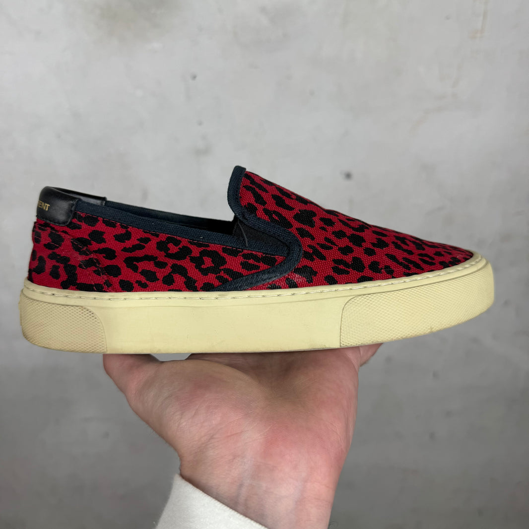 Saint Laurent Red Cheetah Slip Ons