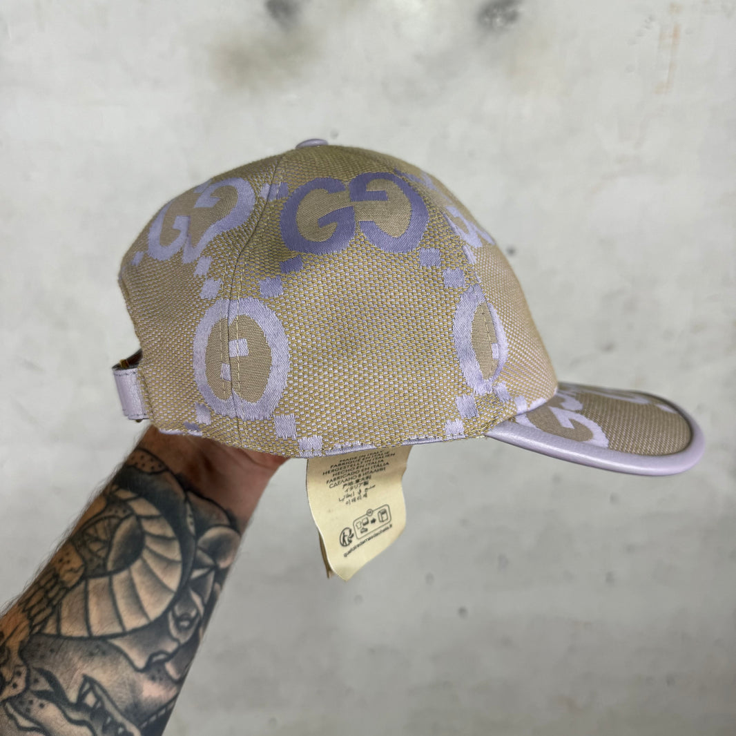 Gucci Beige Purple Monogram Hat