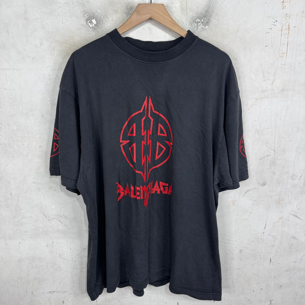 Balenciaga Red Metal Logo T-Shirt