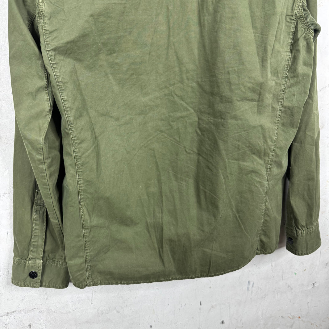 Stone Island Olive Zip Up Military Overshirt