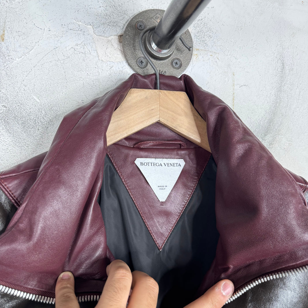 Bottega Tri Color Leather Puffer Jacket