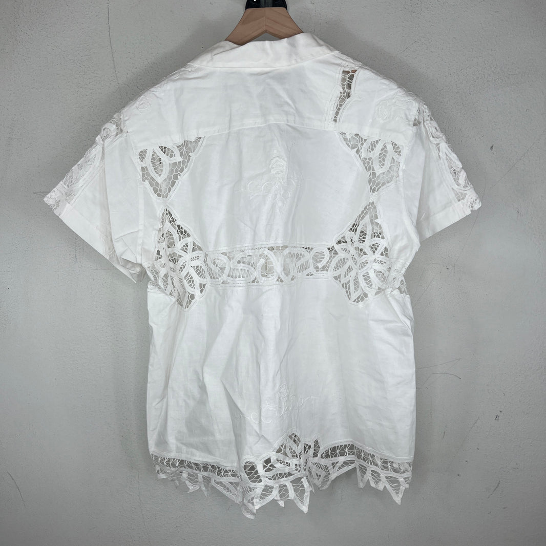 Bode Linen Cutwork Shirt