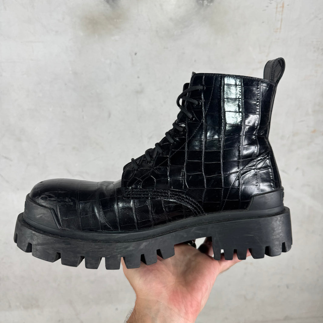 Balenciaga Embossed Croc Strike Boots