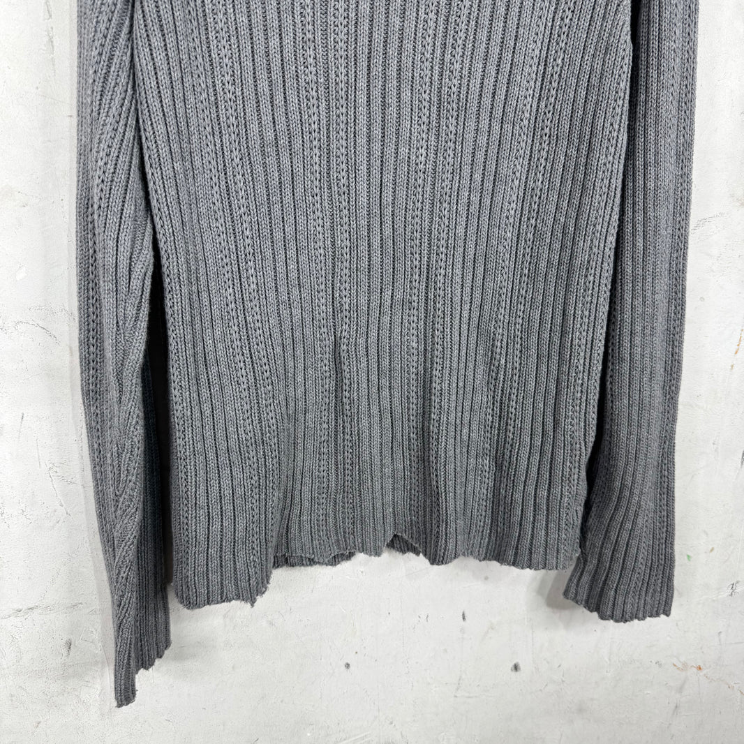 Helmut Lang Grey Ribbed Knit Sweater