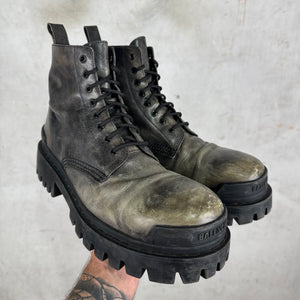 Balenciaga Distressed Leather Strike Boots