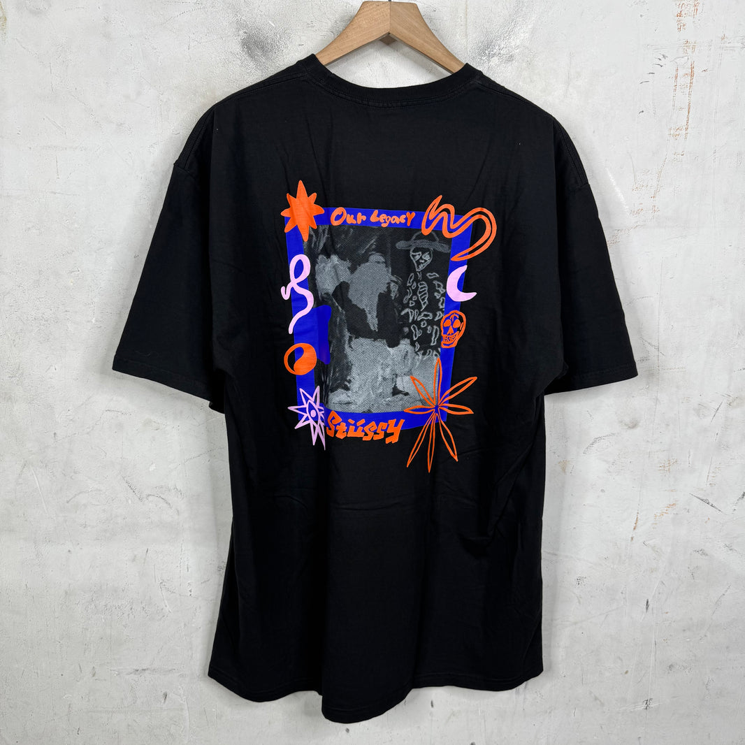 Stussy x Our Legacy Black Embroidered T-Shirt