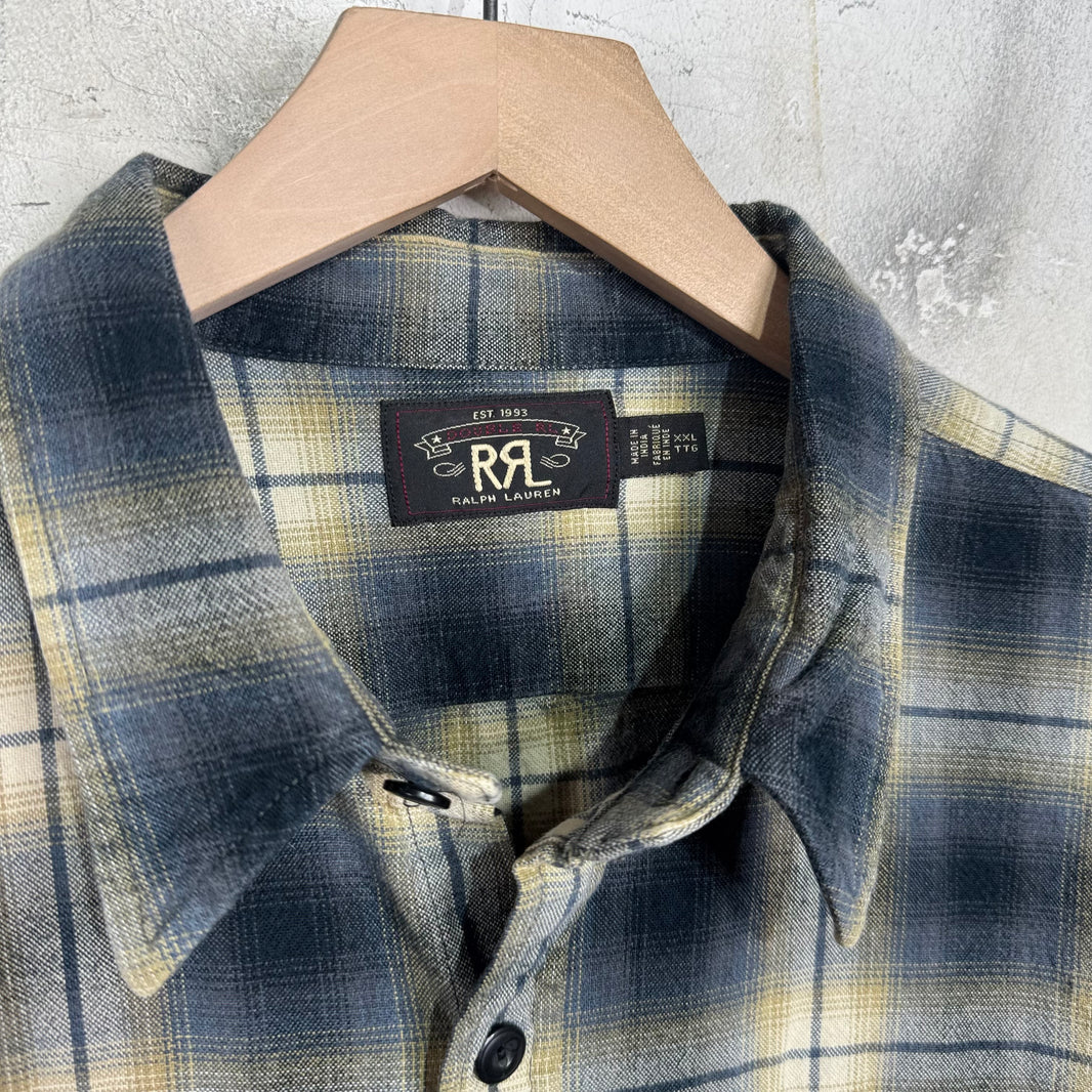 RRL Navy/Yellow Flannel Shirt