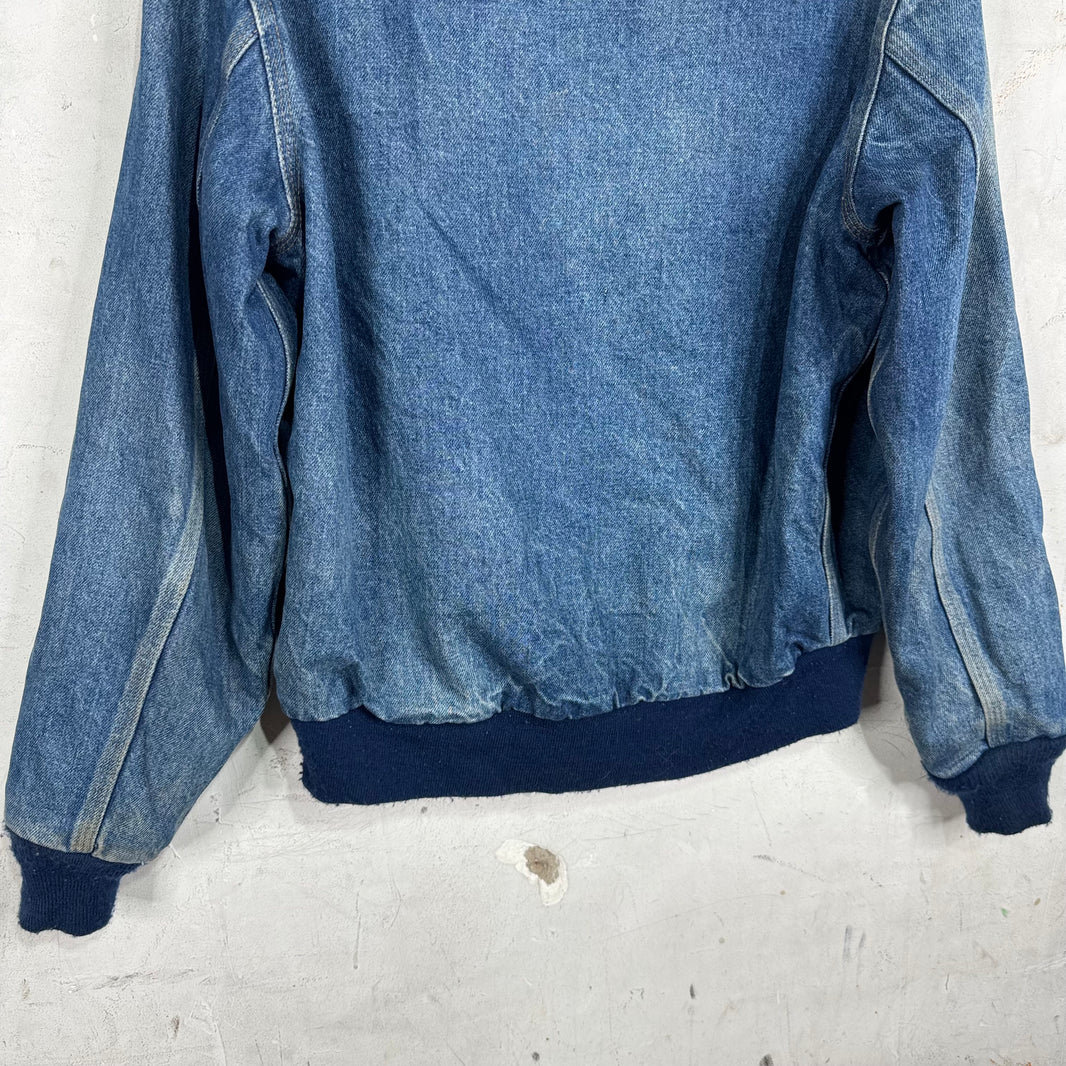 Carhartt Faded Denim Plaid Lined Work Jacket