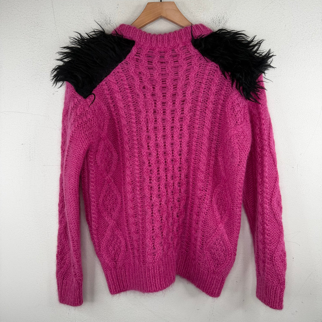 Prada Fur Shoulder Pink Knit Sweater