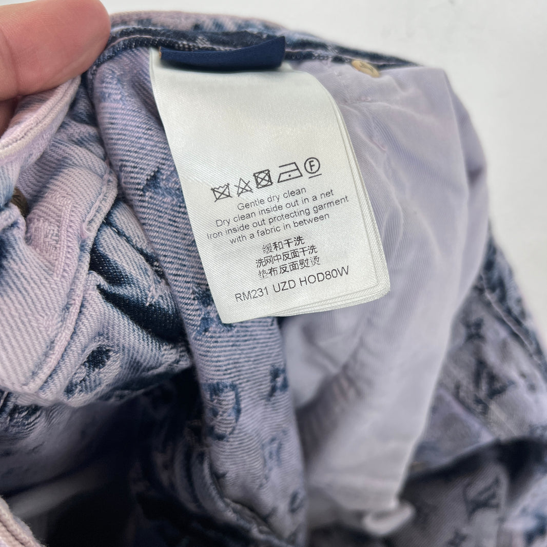Louis Vuitton Purple Flayed Monogram Flared Carpenter Jeans