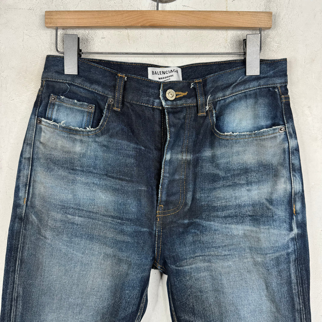 Balenciaga Dark Wash Distressed Jeans