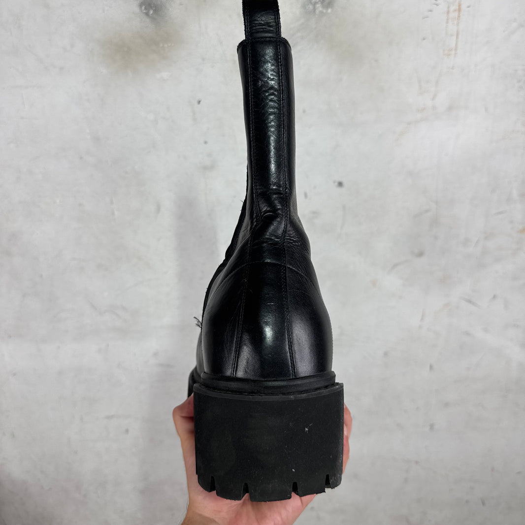 Balenciaga Black Leather Stomper Boots