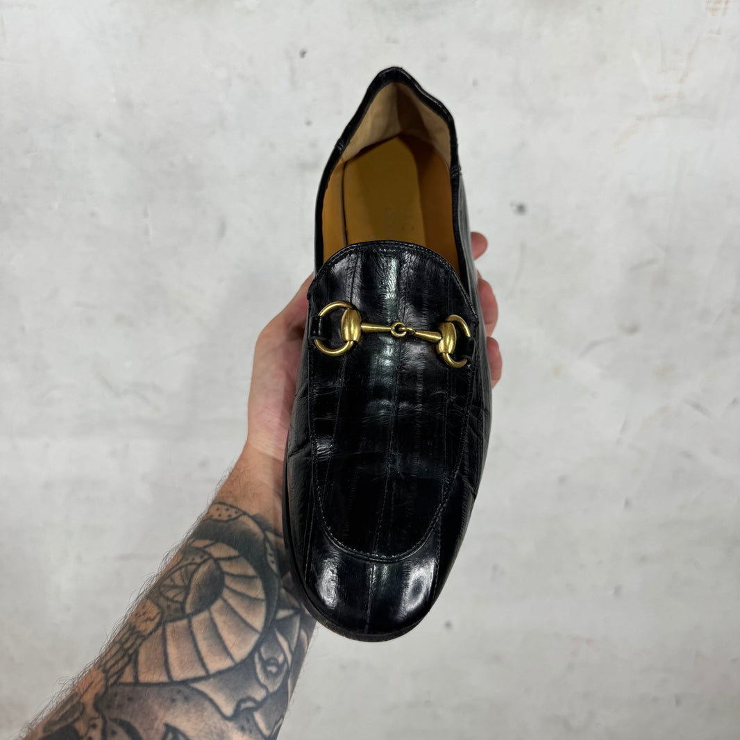 Gucci Eel Skin HorseBit Collapse Loafers