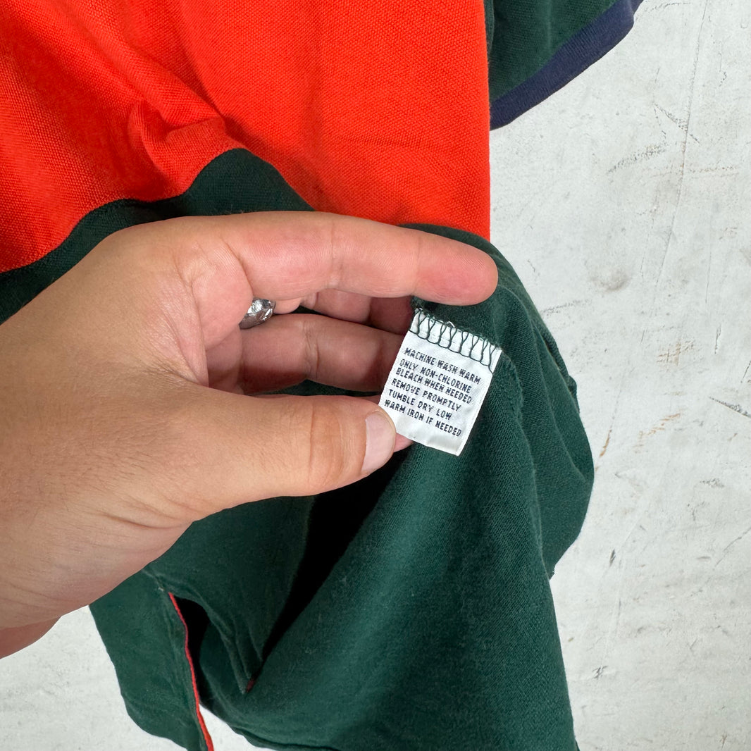Ralph Lauren Green/Orange Stripe Crested Polo