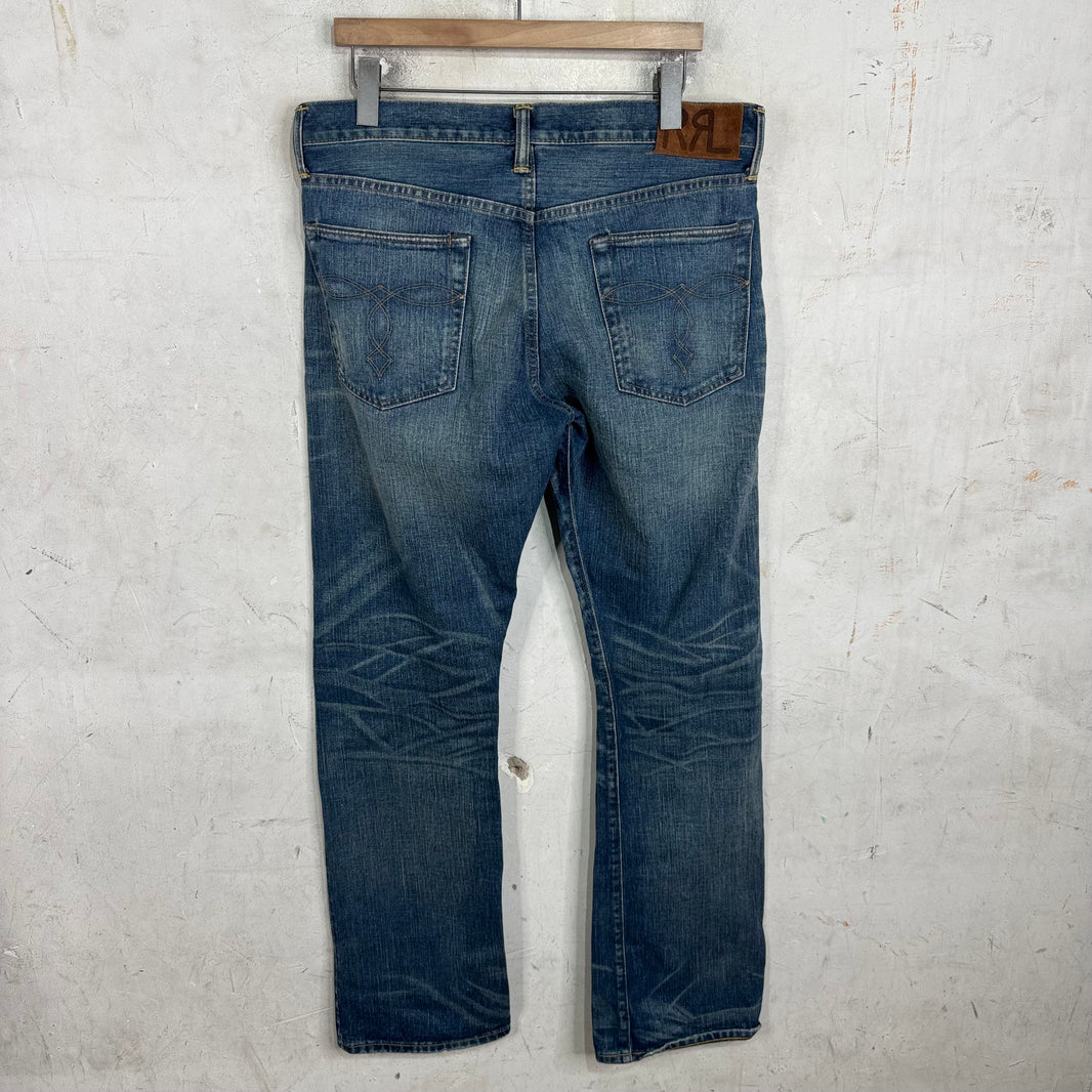 RRL Distressed Slim Bootcut Jeans