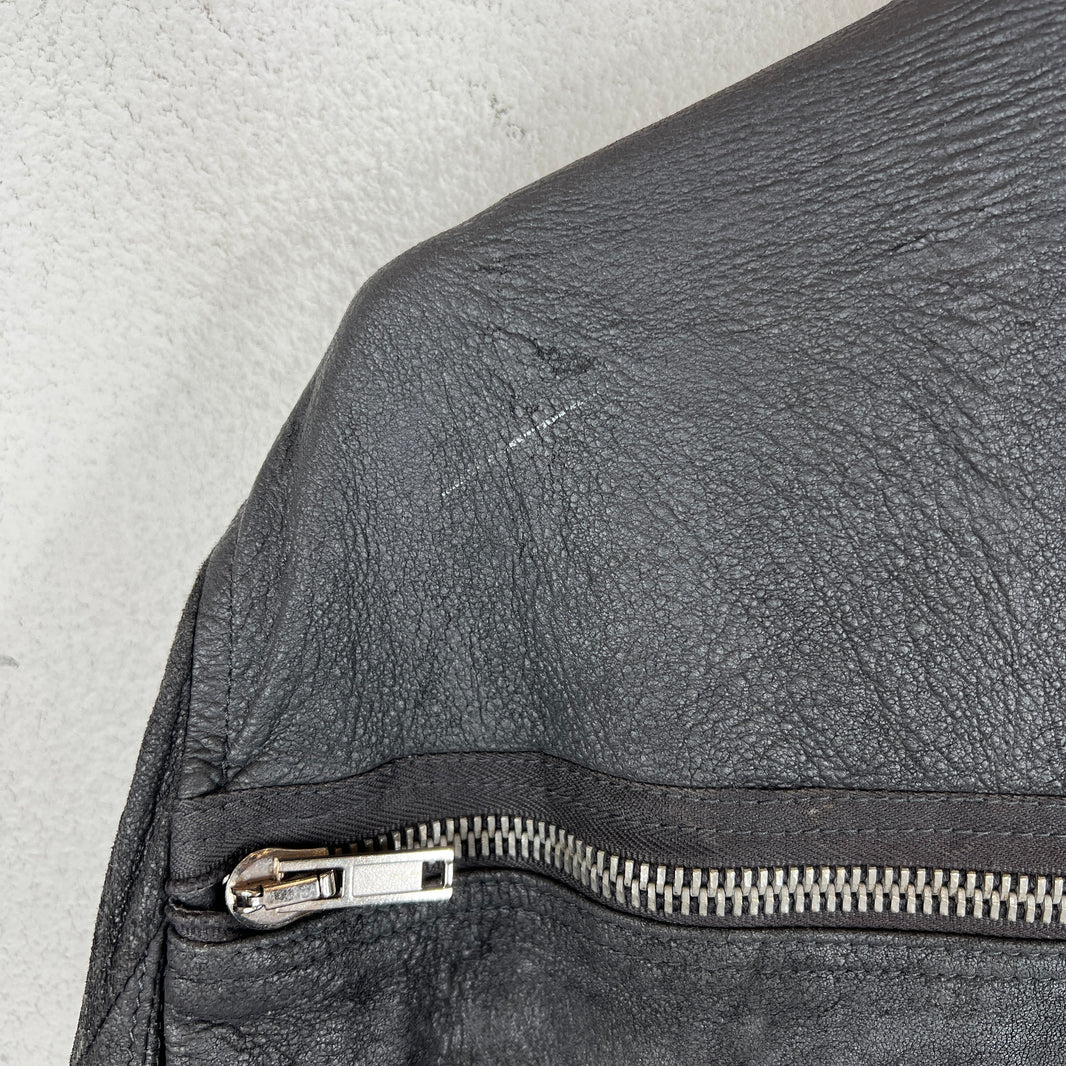 Rick Owens Gray Blistered Leather Biker Jacket