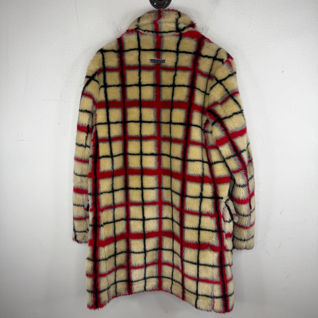 Supreme JPG Checkered Faux Fur Trench Coat