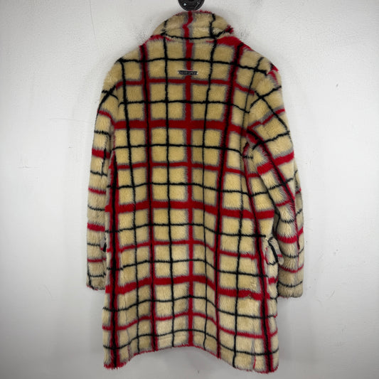 Supreme JPG Checkered Faux Fur Trench Coat