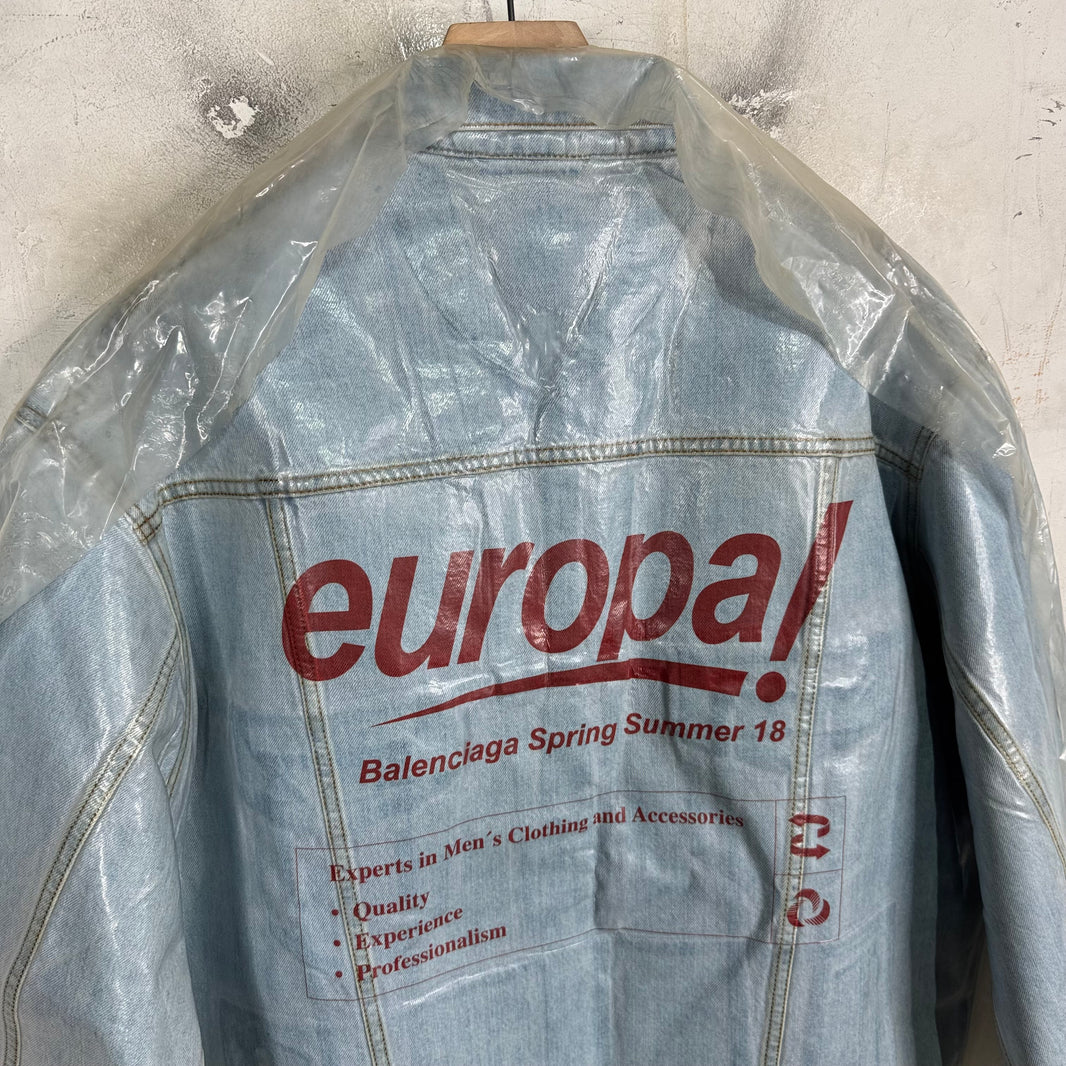 Balenciaga Europa Laminated Denim Jacket