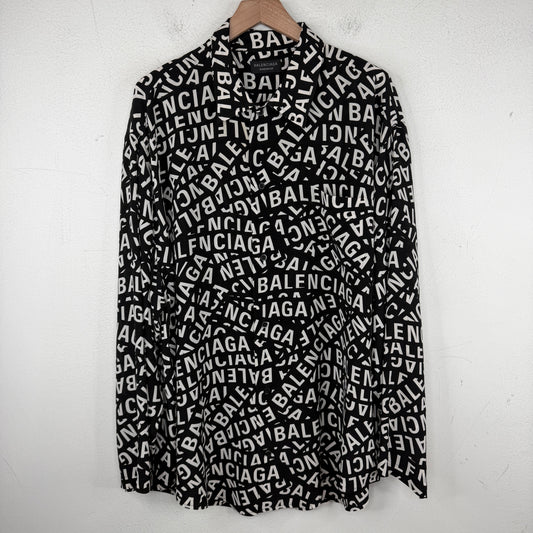 Balenciaga Home Wear AOP Silk LS Button Up Shirt