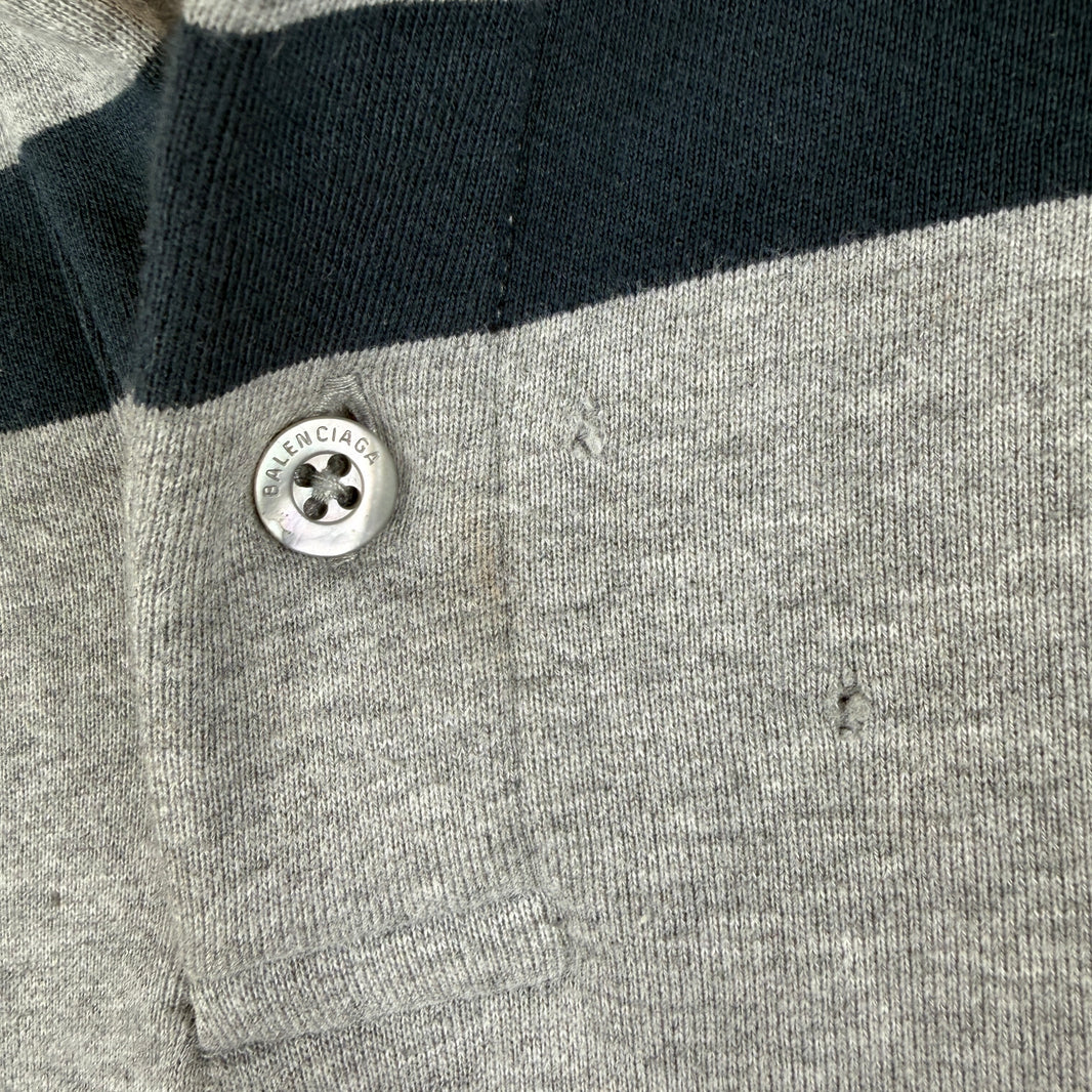 Balenciaga Navy/Gray Striped Thick Polo T-Shirt
