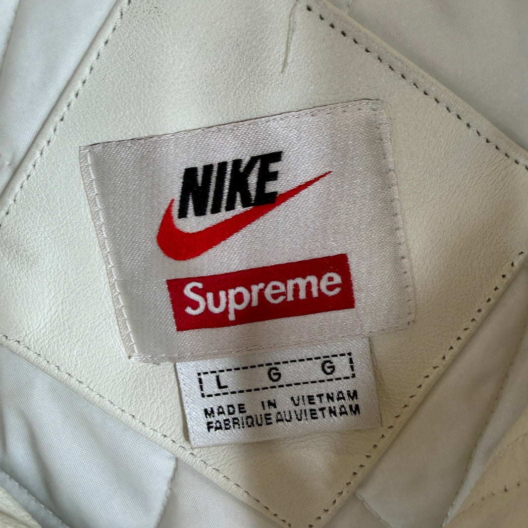 Supreme Nike White Leather Hooded Anorak