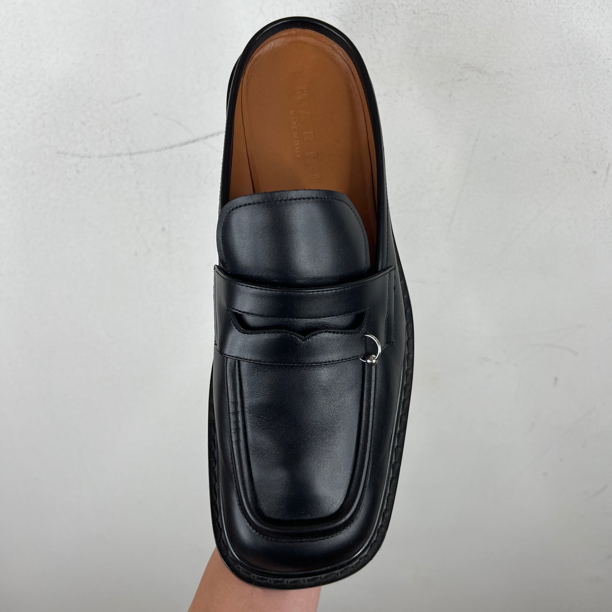 Marni Leather Piercing Chunky Sabot Loafers