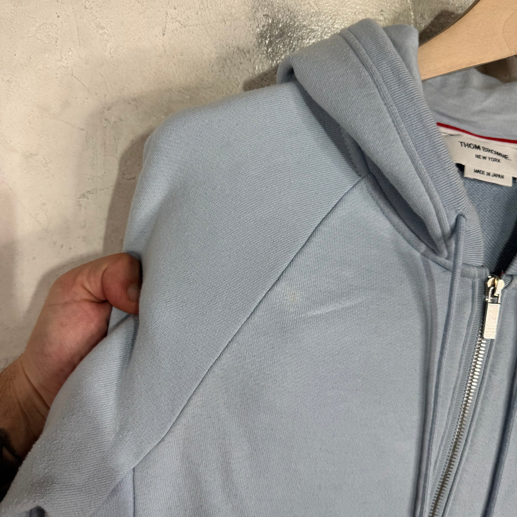 Thom Browne Blue Striped Zip Hoodie