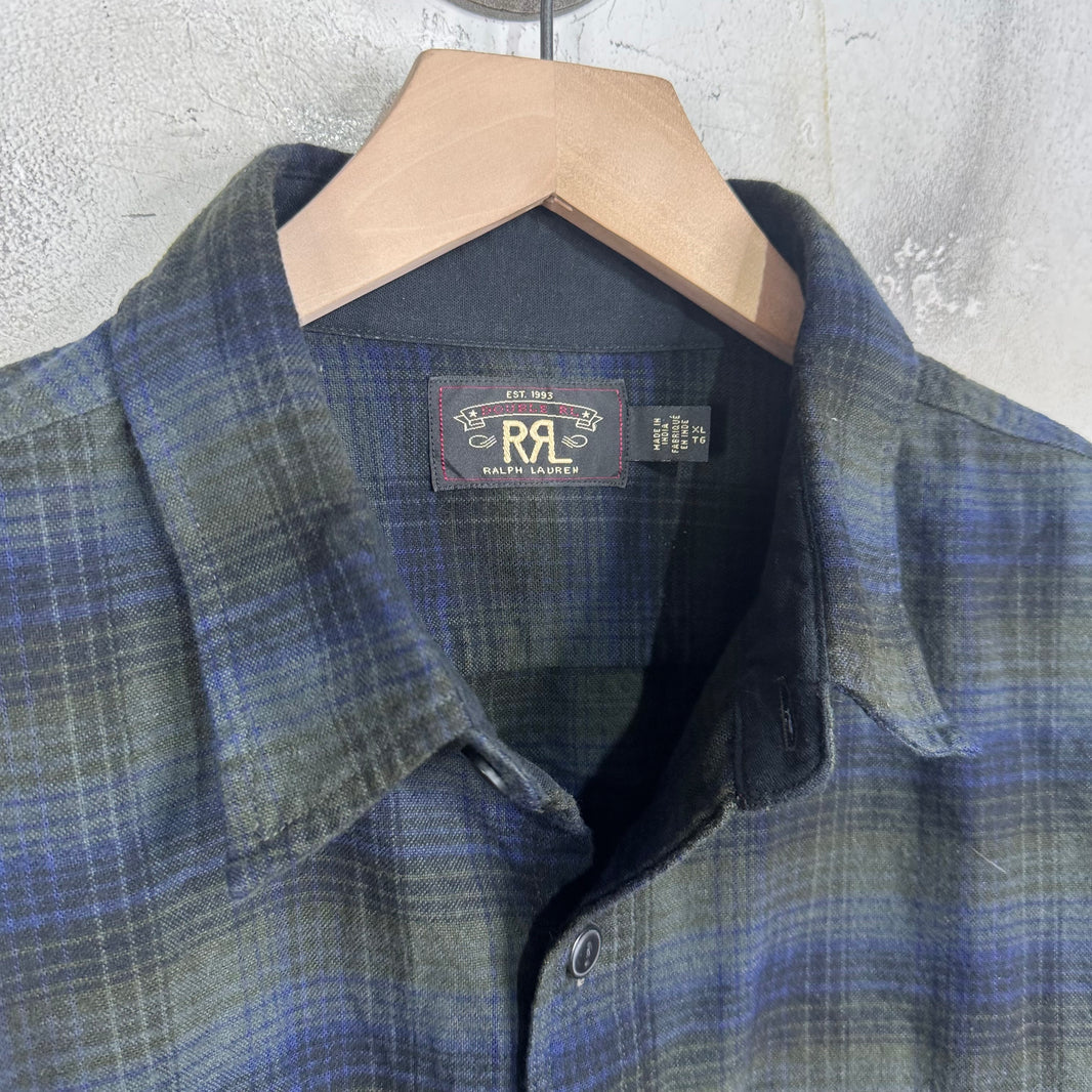 RRL Navy/Olive Heavy Flannel