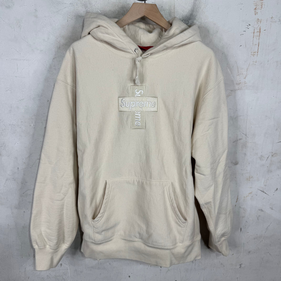 Supreme Cross Cream Box Logo Hoodie