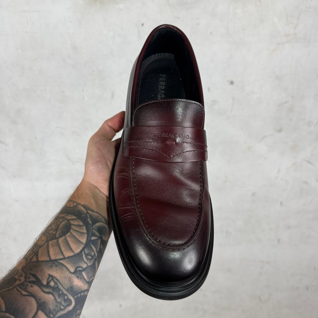Ferragamo Oxblood Chunky Loafers