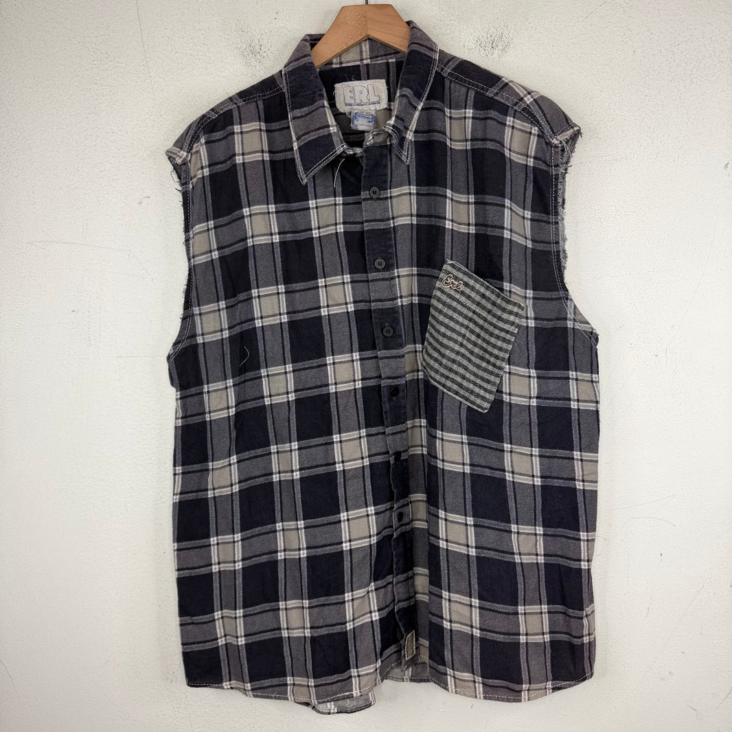ERL Cut-Sleeve Plaid Shirt