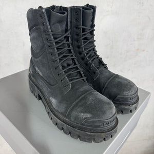 Balenciaga Distressed Canvas Strike Boots