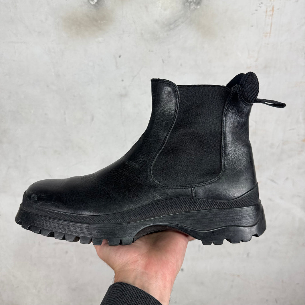 Prada Black Leather Slip Brixxen Boots