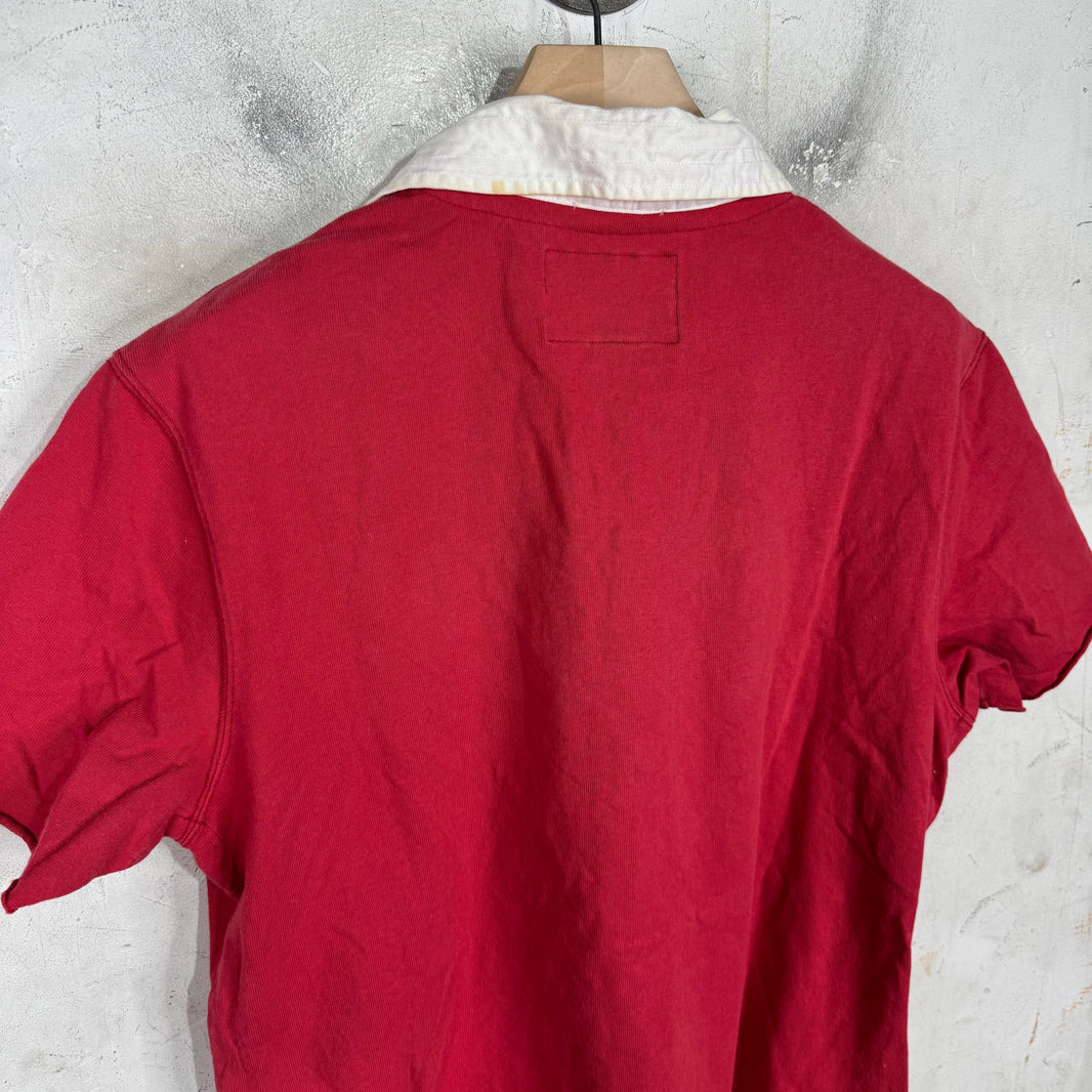 Ralph Lauren Red Rugby White V Crest Patch Polo
