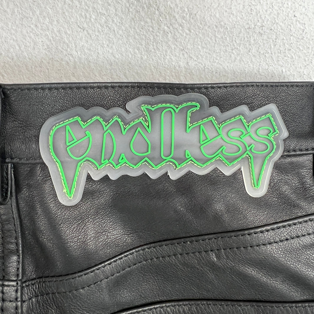 Endless Denim Black/Green Leather Pants